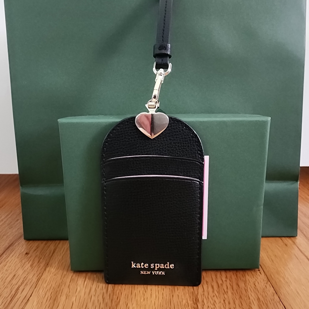 Kate Spade Black Card Holder with Heart Charm